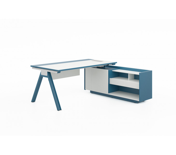 Офисный стол KANO Magic-2 (FMG80R-2.20) White&Blue (CF09)