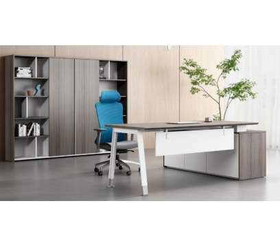 Офисный стол KANO Noqi (FNQ80L.18BJ) Brown&White (CF09)